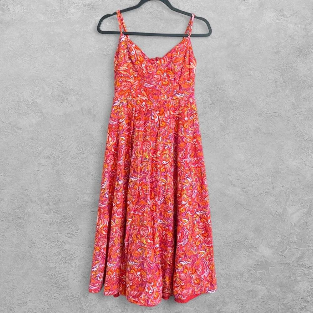Jason Wu Floral Linen Blend Midi Dress S Sweetheart Coquette Boho